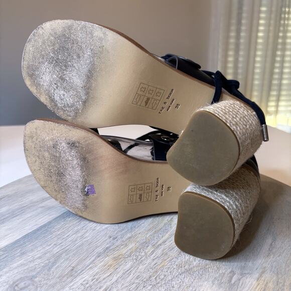 Rag & Bone Women's Eden Navy Blue Leather Lace-Up Sandals Heels US Size 7 EU 38 - Picture 10 of 11